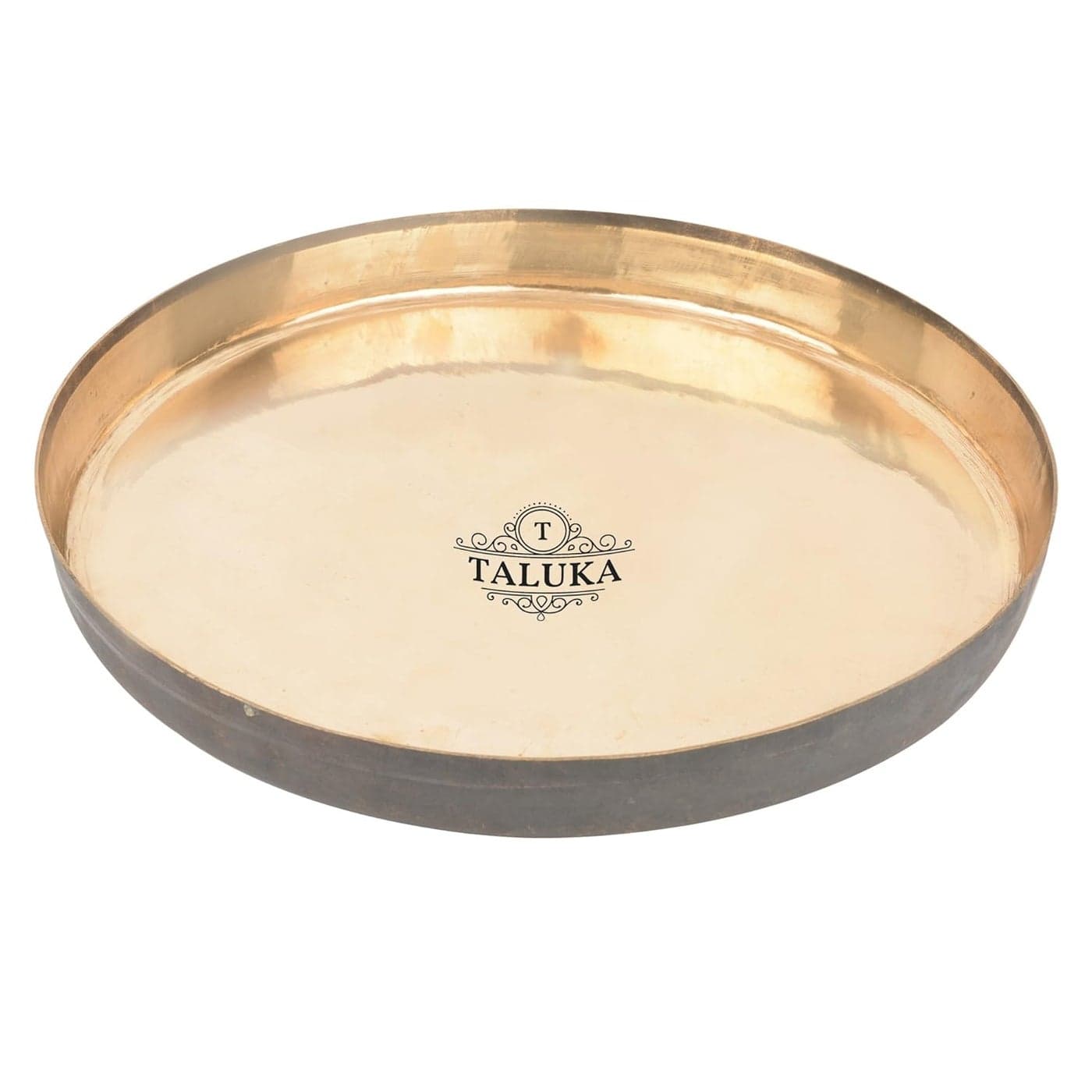 Taluka Handmade KansiBell Metal Tray Pooja Thali 115 X 12 Brown 29 cm x 29 cm x 3 cm