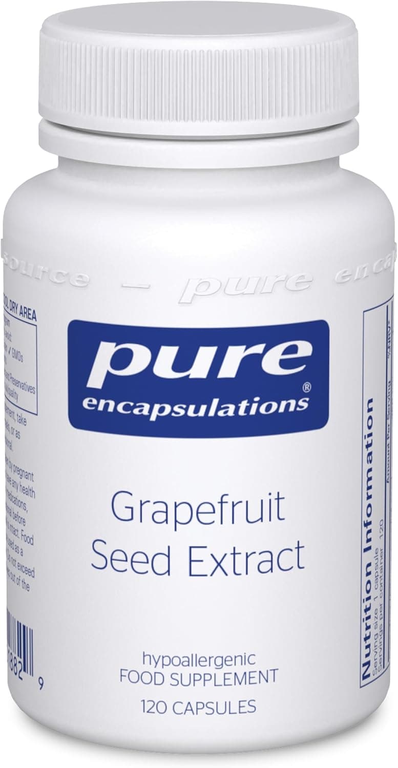 Pure Encapsulations Grapefruit Seed Extract Hypoallergenic Grapefruit Essential Oil Supplement 120 Capsules