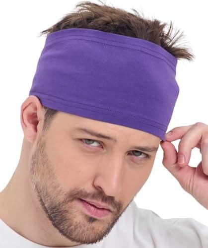 Sweatbands for Men and Women- Unisex Sweat Bands Headbands for Men-Workout Headbands- Head Bands Mens- Running, Sports, Football, Triathlons, Construction, Yoga, Gym (Purple, 1 Size)