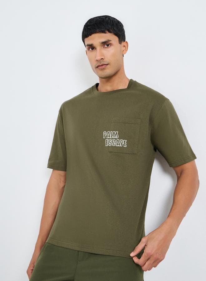 Men Olive Heavy Jersey Oversized T-Shirt