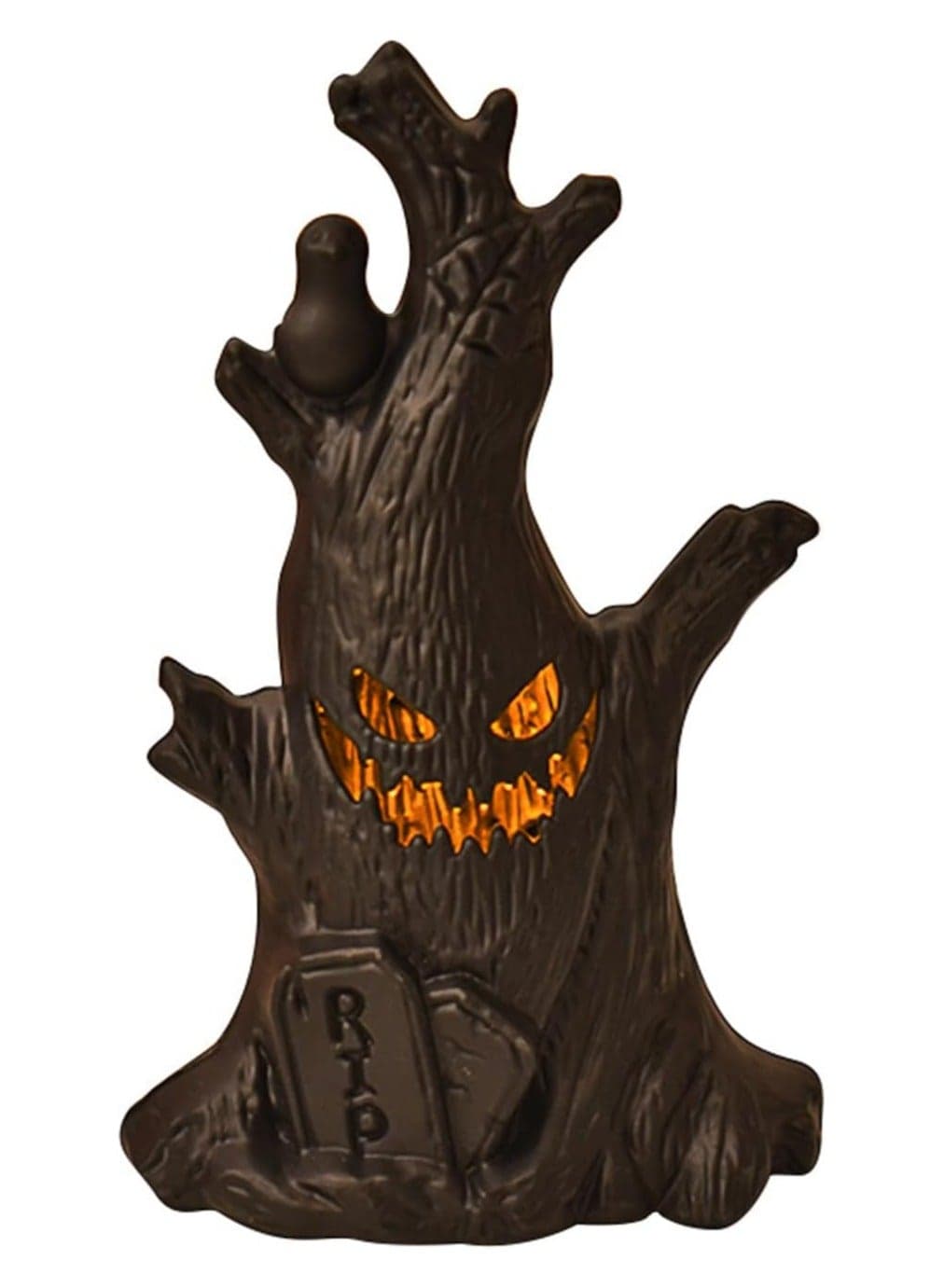 Tree Face LED Lamp, Tree Stump Shape Lantern Lights Ghost Smile Ghost Tree Stump Figurines for Table Decorations Halloween