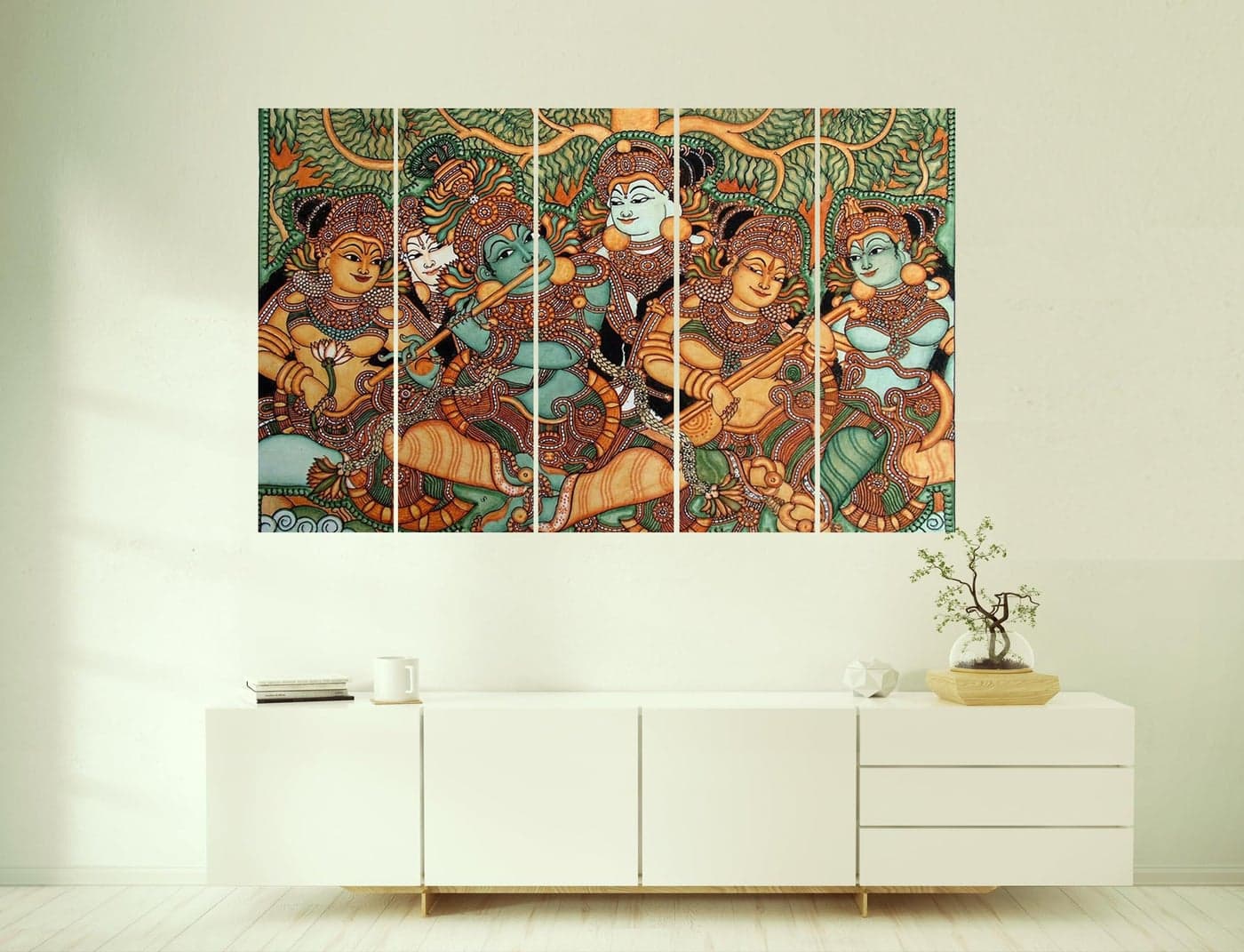 CN RETAILS Kerela Mural art wall Painting For living room, office wall Hanging Decoration Painting (60inch x 36inch, Big size, Multicolour) cn_3660_nn_03_01