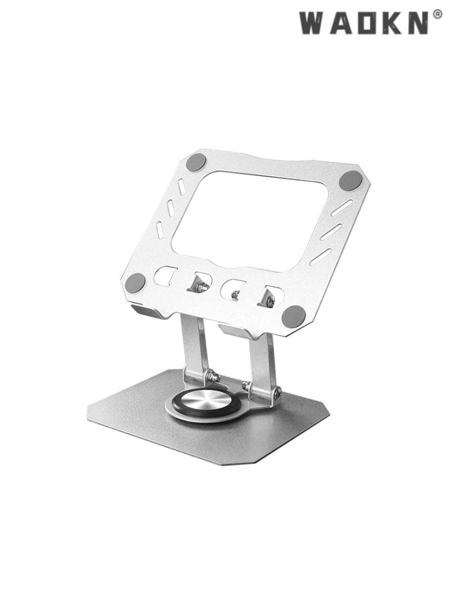 Super Stable Universal Tablet Stand - Silver Full Metal Rotatable Mount for Tablets, Durable and Adjustable Holder for Secure Display and Viewing, Perfect Compatibility with Various Tablet Sizes