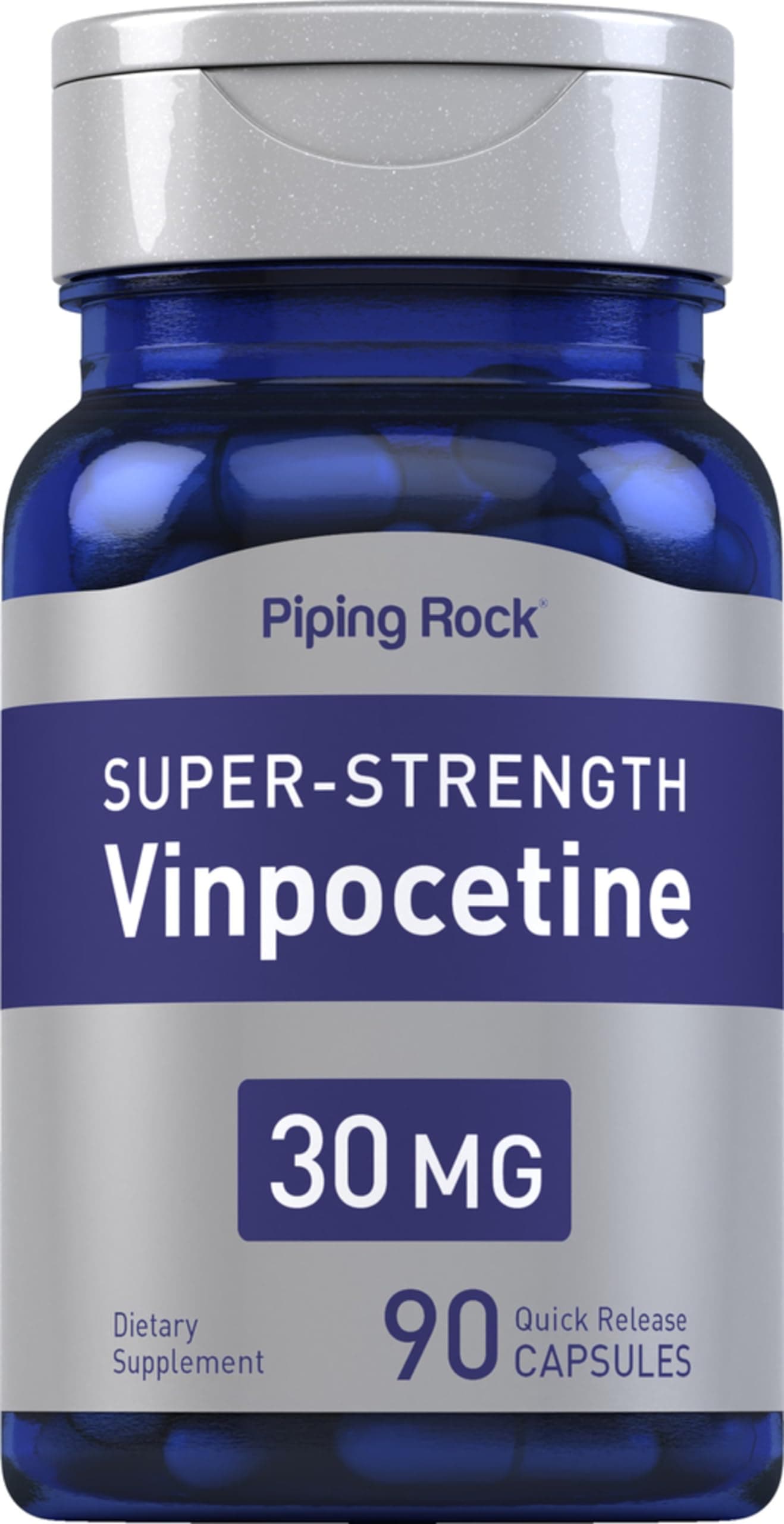 Piping Rock Vinpocetine 30mg 90 Capsules SuperStrength Supplement NonGMO Gluten Free