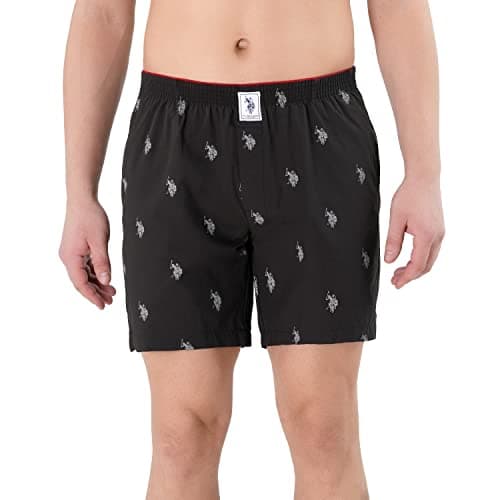 U.S. Polo Assn. Men Signature Logo Pure Cotton I021 Boxers - Pack Of 1 (BLACK 2XL)