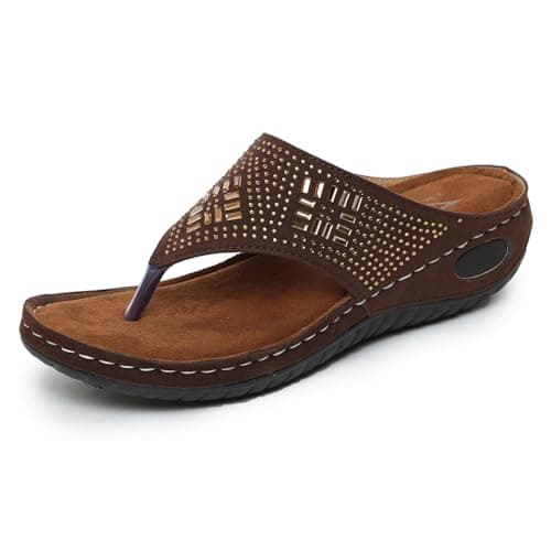 TRASE Women Fashion Slippers | Doctor Ortho Soft & Comfortable Slip-Ons for Women & Girls, Lightweight & Stylish, Diabetic & Orthopedic Footwear, Good for Knee & Foot Pain-Brown, 4 UK