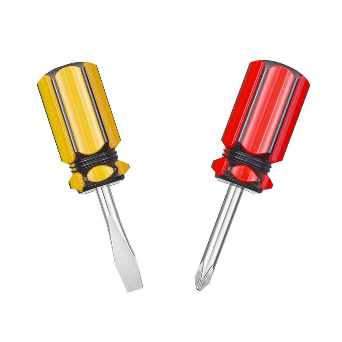 Buspoll Short Screwdriver Set TwoColor Small Handle Stubby Screwdriver Phillips Flat Head