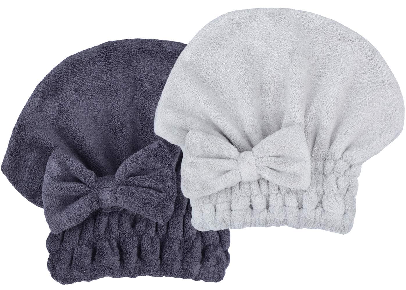 MAYOUTH Microfiber Hair Drying Towels Head wrap with Bow-Knot Shower Cap Hair Turban hairWrap Bath Cap for Curly Long & Wet Hair Gift for Women