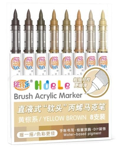 Guangna Brown Acrylic Paint Markers Brush Tip Acrylic Paint Pens for Pumpkin Paint Christmas Art Rock Painting Wood Glass Ceramic Canvas Stone DIY Crafts