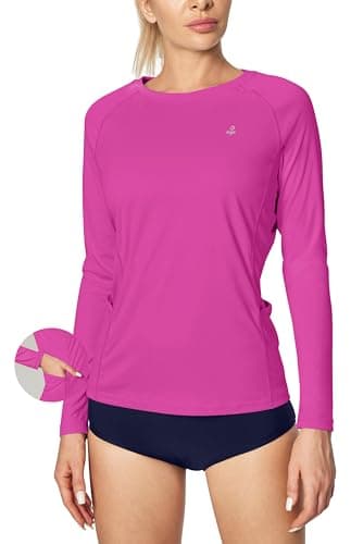 IUGA Rash Guard for Women UPF 50+ SPF UV Protection Long Sleeve Workout Tops with Pockets Dry Fit Hiking Swim Shirt