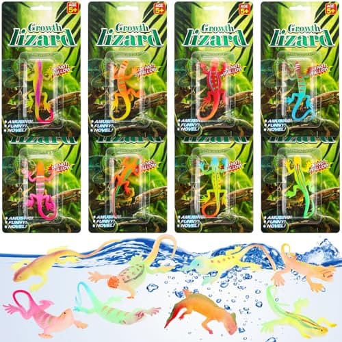 Outus 8 Pieces Growing Animal Creature Expandable Giant Grow 3D Water Creature Set Easter Egg Basket Filler Grow in Water Fish Favors Party Supply Gift Classroom PrizeLizard