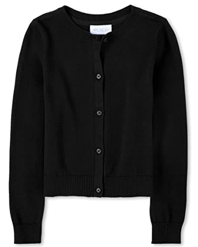 The Children's Place girls Basic School Uniform Cardigan Sweater, Black, X-Large US