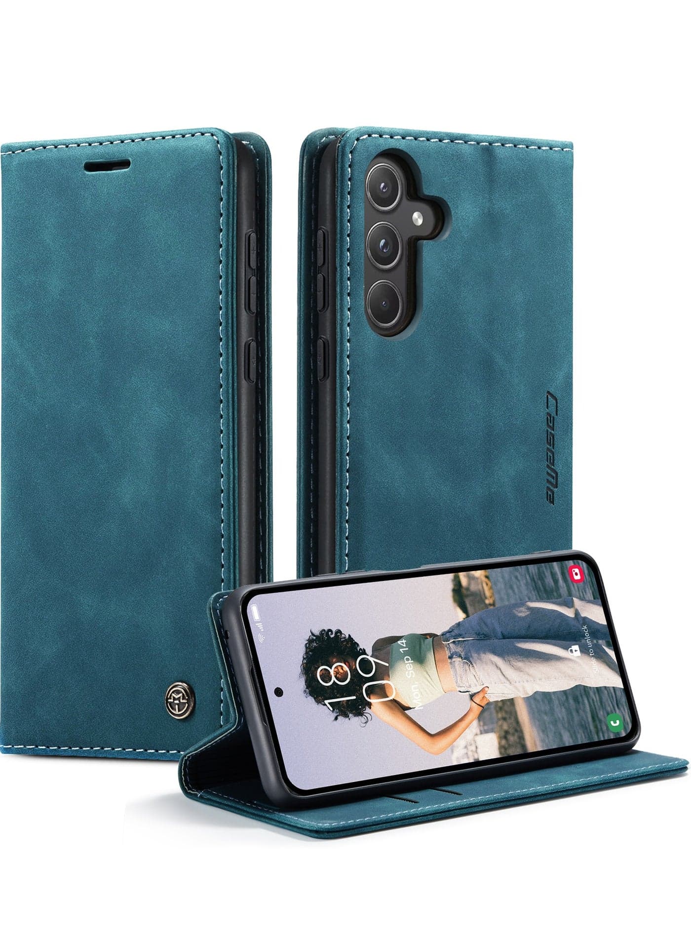 For Samsung Galaxy A55 Cover, Soft PU Leather Shockproof Mobile Phone Wallet Case, Full Body Protective Flip Cover Magnetic Adsorption Back Cover