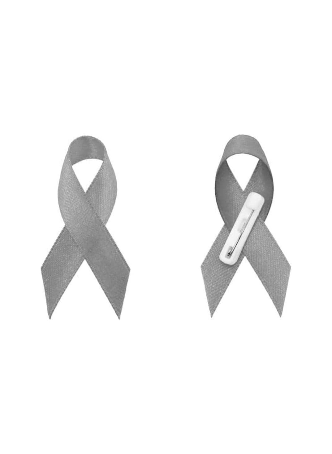 BrainCancer Awareness Lapel Pins-Ribbon Pins For Fundraising,Campaigns,Charity Events And Raising Awareness-Grey Cancer Ribbon With Safety Pin