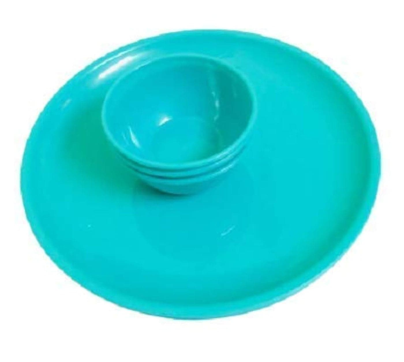 Everbuy Microwave Safe Polypropylene12 Pcs Dinner Set Round 6 Dinner Plates & 6 Bowls. (Green)