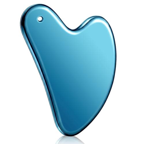Nuanchu Stainless Steel Gua Sha Facial Tool Metal Gua Sha for Lymphatic Drainage Guasha Face Sculpting Double Chin Reduce with Pouch Self Care Gift304 Stainless SteelBlue