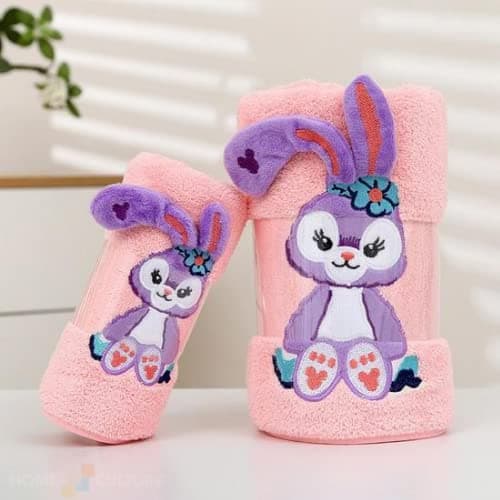 HomeCloud Super Soft Rabbit Bath Towel with Hand/face Towel for Women/Girls & Kids | 3X Softer Than Cotton Towels | A Gift for Baby Shower | Set of 2 (144x75cm) + (74x34cm)