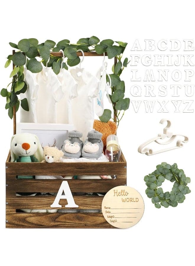 Barydat Wooden Baby Shower Crate Closet Basket with Handle