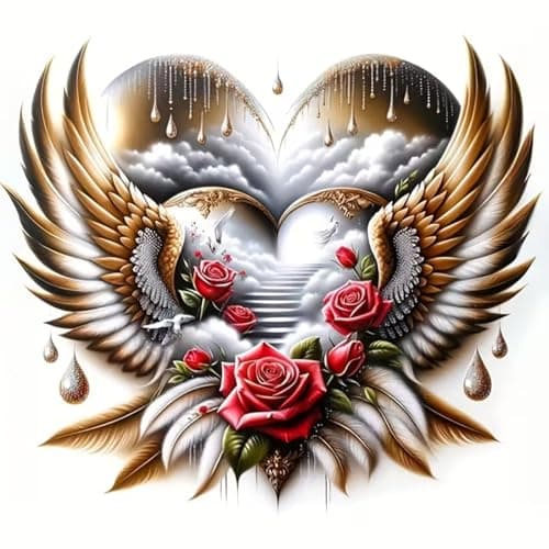 KTHOFCY 5D DIY Love Flower Diamond Painting Kits for AdultsLove Angel Full Drill Embroidery Cross Stitch Crystal Rhinestone Paintings Pictures Arts Wall Decor Painting Dots Kits 137X137 inch