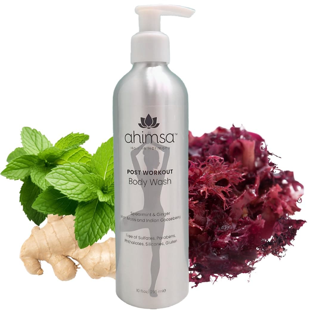 Ahimsa Irish Moss Body Wash for Glowing Hydrated Skin YogaInspired Refreshing Spearmint Ginger AntioxidantRich Vegan SulfateFree Gentle EcoFriendly Sustainable 10oz