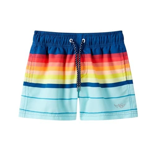 Angel season Boys Swim Trunks Toddler Kids Board Shorts with Compression Liner Quick Dry Little Boy Swimsuit Rainbow Sizes 5T 6T