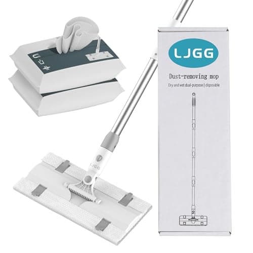 Disposable Pad Flat Mop for Floor Cleaning 157 in 40 cm Aluminum Base 52 in Aluminum Handle Includes 20 Dry Pads 20 Wet Pads HandsFree Easy Clean LJGG GrayWhite