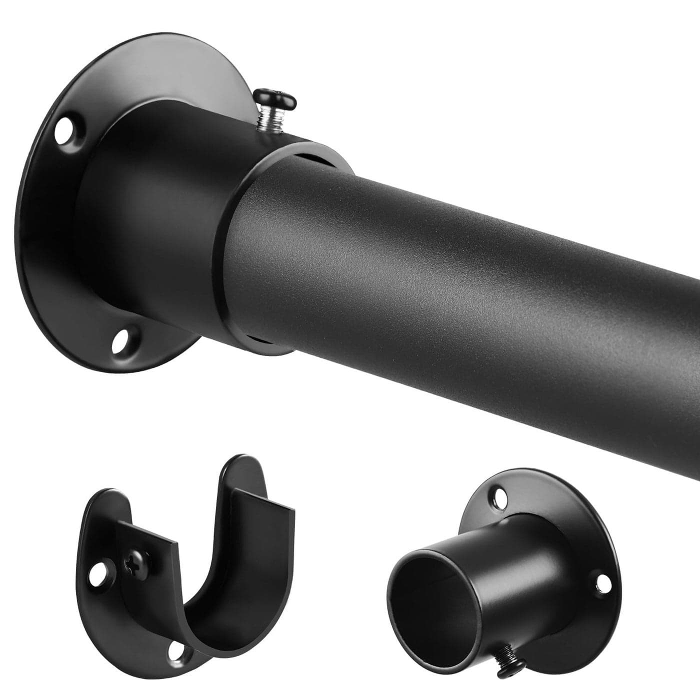 Metal Black Closet Rods for Hanging Clothes 13 Inch Diameter Heavy Duty Closet Rod 1751 Inch Adjustable Clothes Hanging Bar Shower Curtain Rods for Closet Wardrobes Bathroom Windows