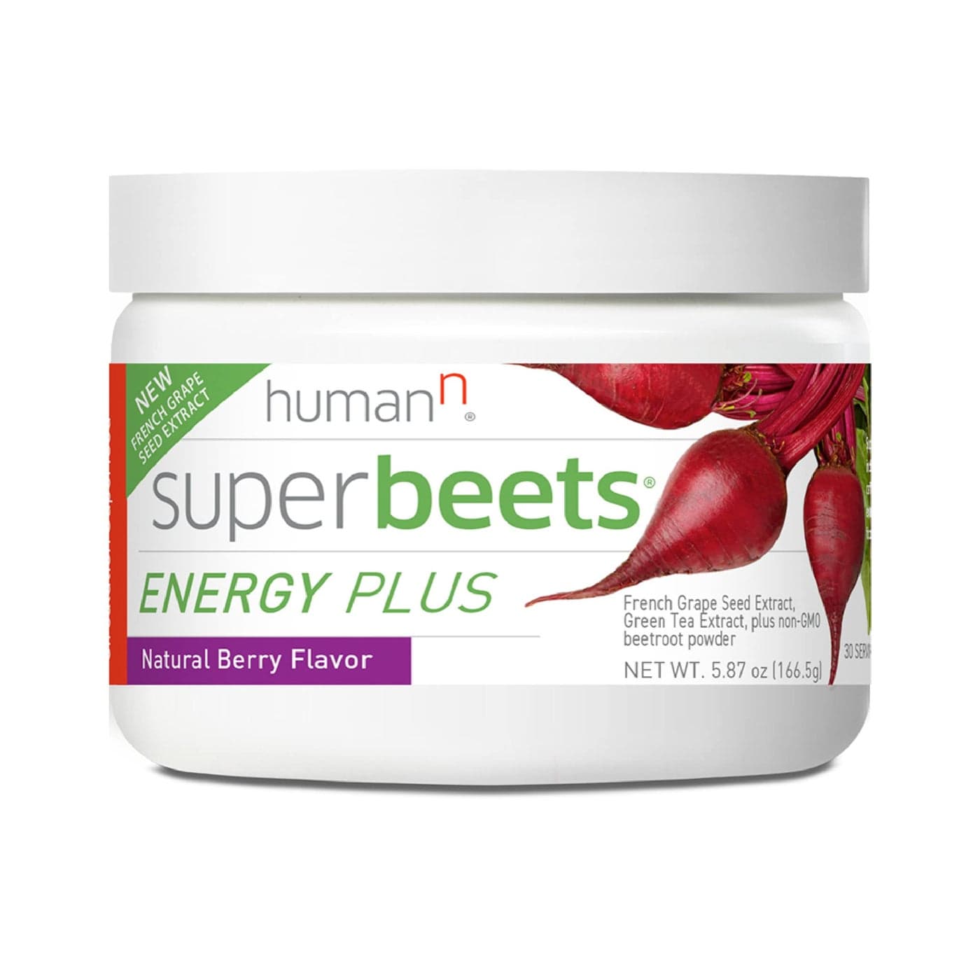 HumanN SuperBeets Energy Plus with Grape Seed Extract Beet Root Powder Green Tea Extract Caffeine Vitamin C NonGMO 587oz