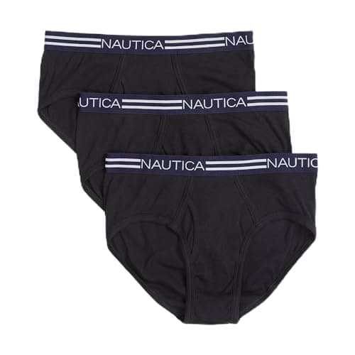 Nautica Men's 3-pack Cotton Fly-front Brief, Black, X-Large