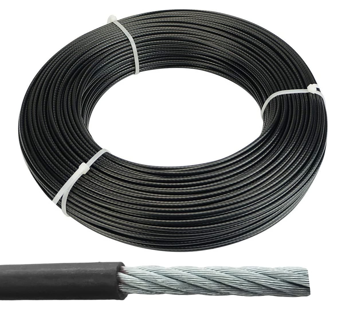 Shopoflux® Gym Machine Wire Rope PU Coated Cable Inside Steel (Black) (6 MM, 30 Meter)