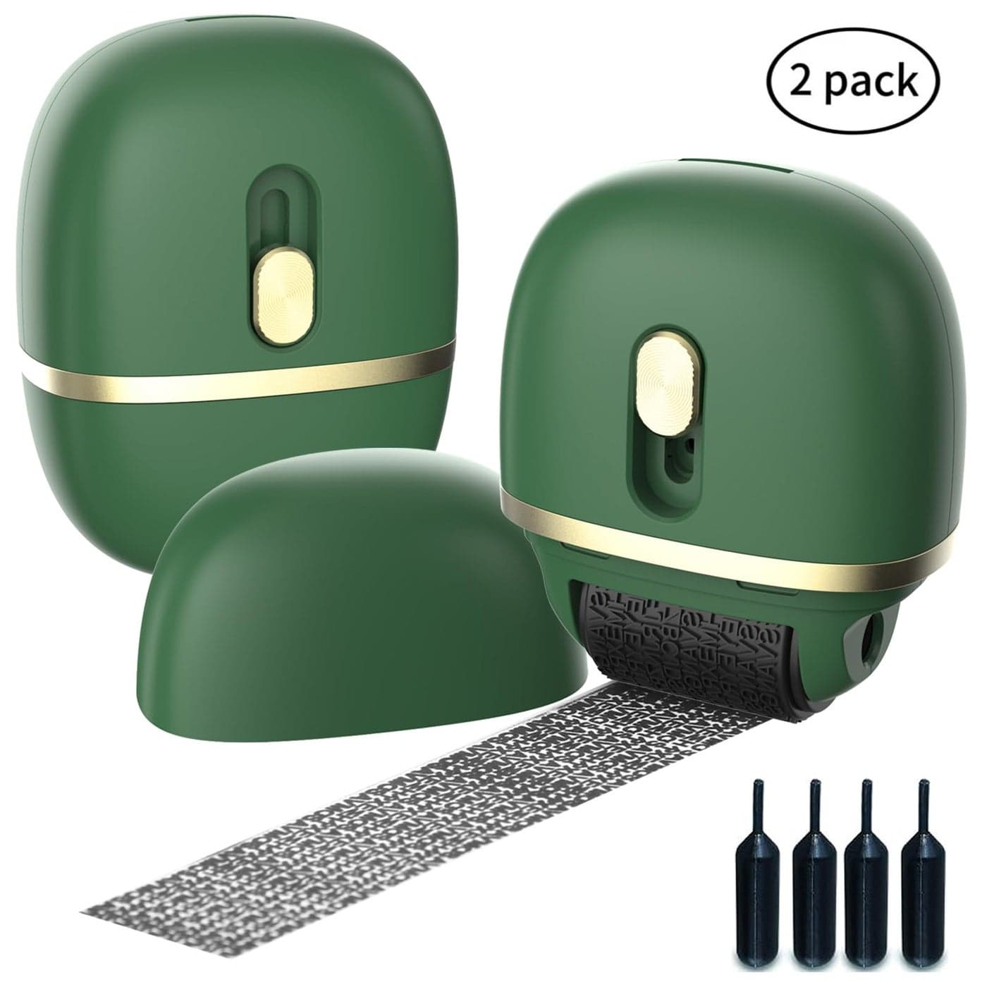 Lomil Identity Protection Roller Stamps 2 Pack Confidential Roller Stamp with 4 Refills Wide Identity Theft Protection Stamp for ID Blockout Privacy SecurityGreen