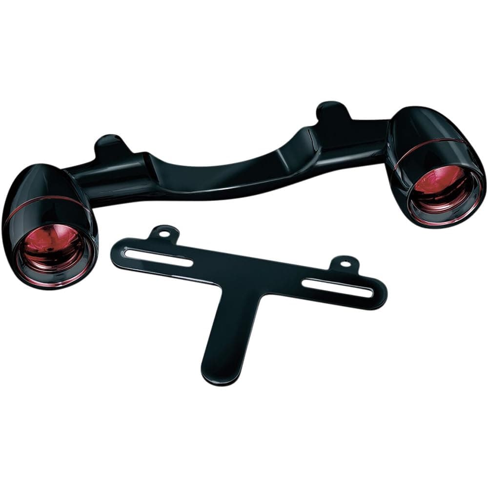 Kuryakyn 5405 Motorcycle Lighting Rear Position Bullet Style Turn SignalBlinker Light Bar with Red Lenses and Flat License Plate Support for 19862019 HarleyDavidson Motorcycles Gloss Black