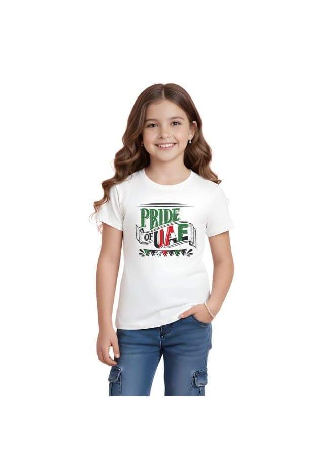 UAE Girls' Cotton T Shirt | Round Neck | Short Sleeve | Regular Fit | Casual Wear | Daily Activities | Outdoor Travel | Events — 13-14 Years