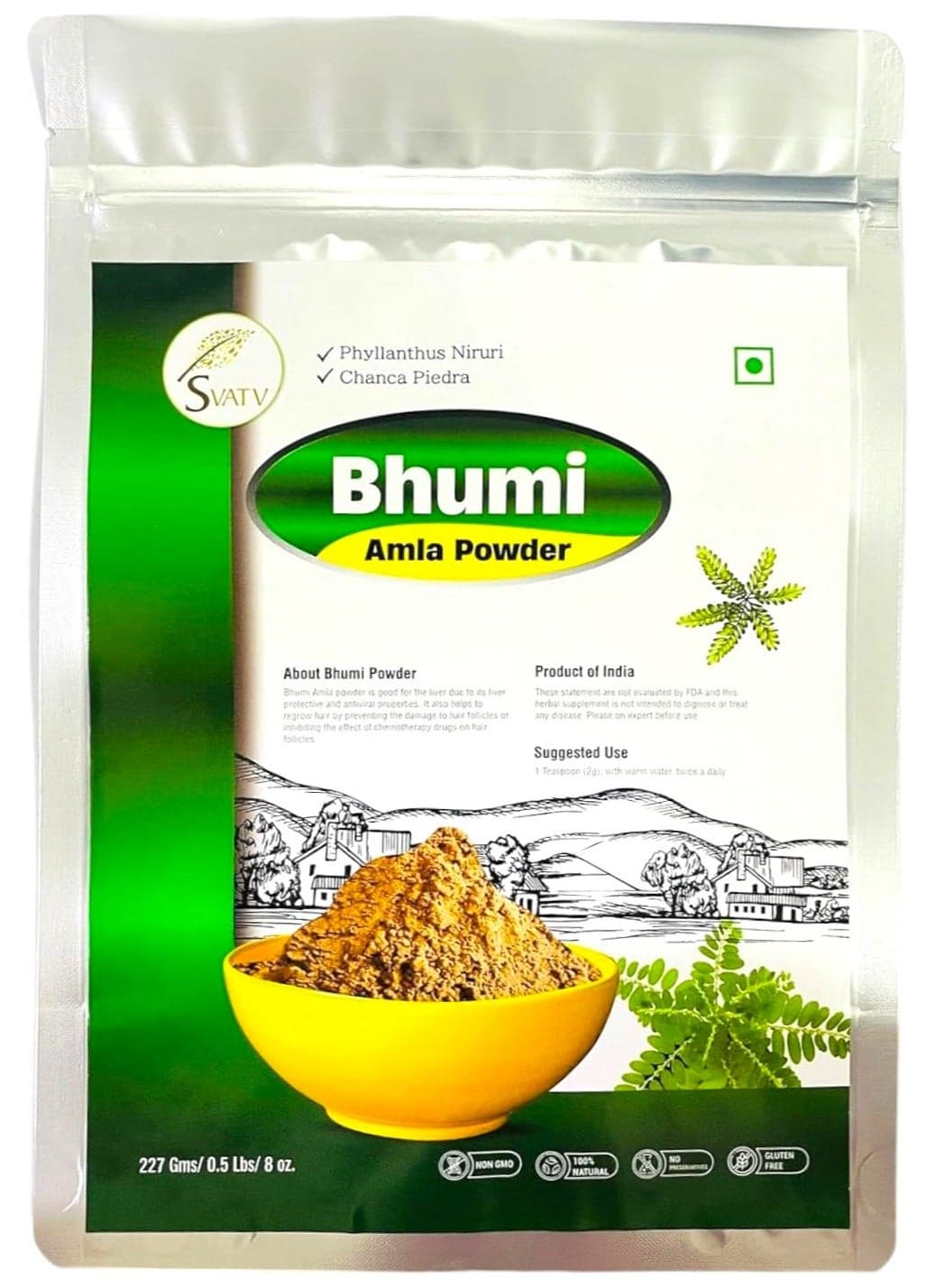 Bhumi Amla Powder, Phyllanthus Niruri & Chanca Piedra 8 oz