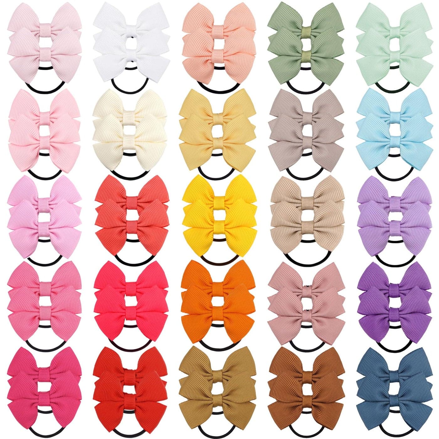 BBGifts 50PCS Tiny Baby Hair Ties 2 Inch Baby Bows Rubber Bands Hair Ties 25 Pairs Soft Elastics Ponytail Holders Hair Accessories for Infants Toddlers