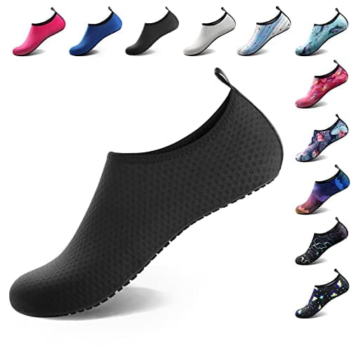 Water Socks for Women Men Adult Aqua Swim Shoes Beach River Pool Barefoot Yoga Exercise Wear Sport Accessories Quick-Dry Must Haves Size 11.5-12.5Women/10.5-11.5Men(Black-NW002)