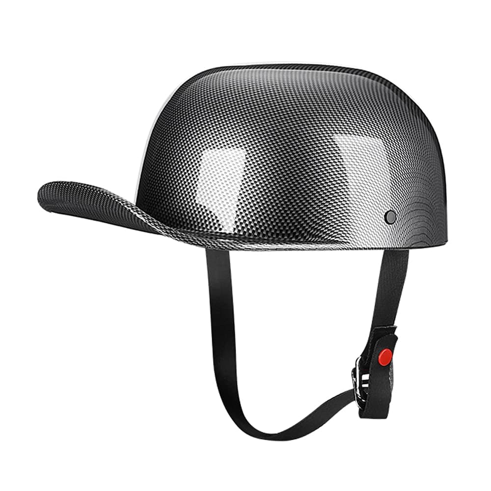 Woljay Vintage Open Face Motorcycle Helmet Retro Baseball Cap Half Helmets Men Women for Scooter Moped Cap Street Cruiser Jet DOT Certified Medium Gloss Carbon Fiber
