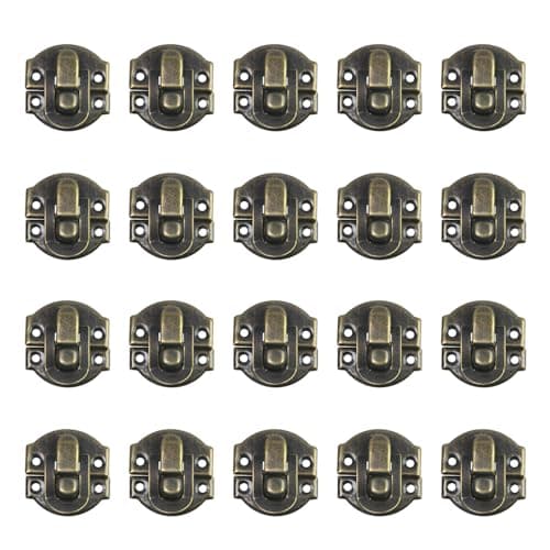 Geesatis 20 PCS Antique Bronze Hasp Latch, 1.1"x1" Jewelry Box Lock with Screws, Vintage Cabinet Clasp for Wood Box, Chest, Diary, Craft DIY