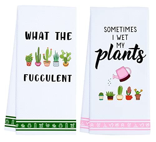LXOMILL Funny Kitchen Towels Plant Lover Gifts for Women Gardener Plant Lady Mom Gifts Housewarming Friend Birthday Gift Succulent Cactus Plant Gifts