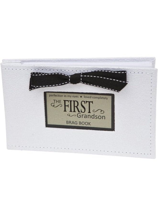 The Grandparent Gift Co. First Grandson Brag Book - Faux Suede Photo Album for New Grandparents