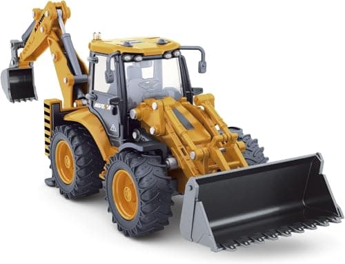 Dollox Diecast Excavator Backhoe Front Loader Truck 150 Metal Engineering Vehicle Construction Tractor Model Collection Bulldozer Back Hoe Truck Decoration Toy Gift for Kids