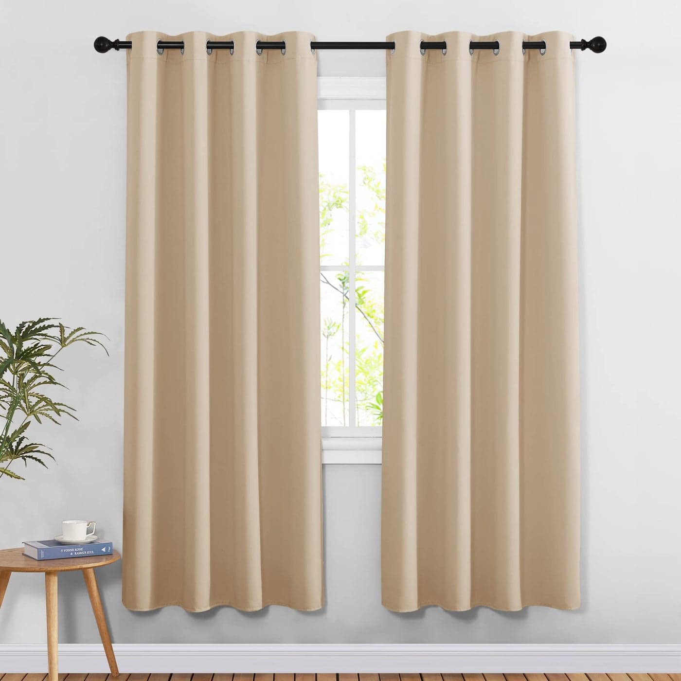 NICETOWN Doorway Curtains Drapes 78 inches Long Grommet Window Treatment Thermal Insulated Privacy Blackout Curtains Drapes for Bedroom Biscotti Beige Set of 2 W52 x L78