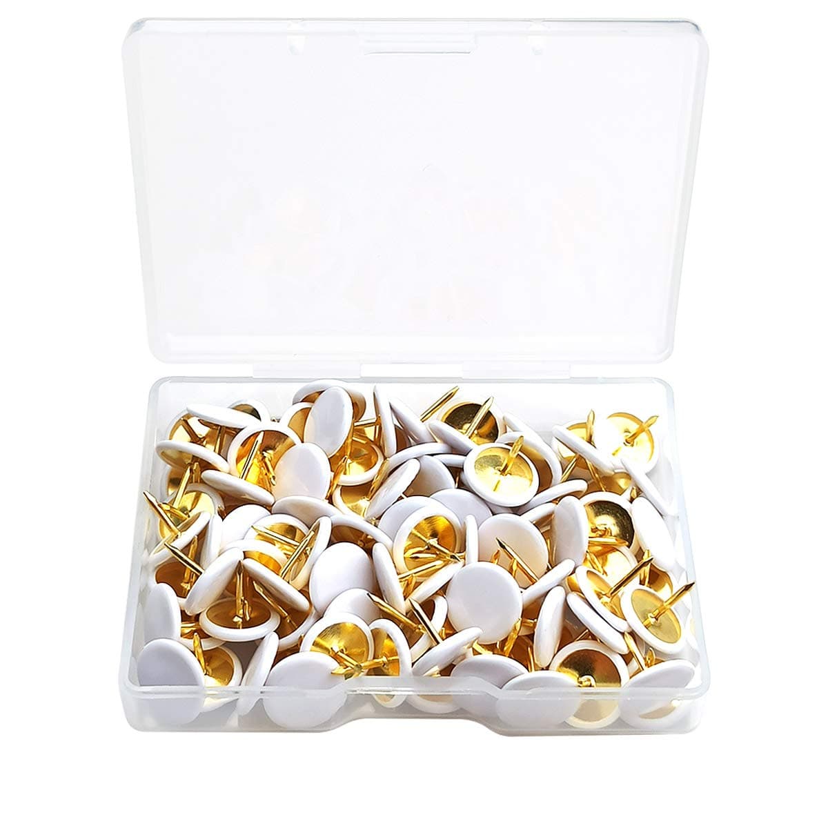 100PCS Push Pins Wall Tacks Plastic Round Head Thumbtack for Home School Map Office Photo Wall Cork Board White