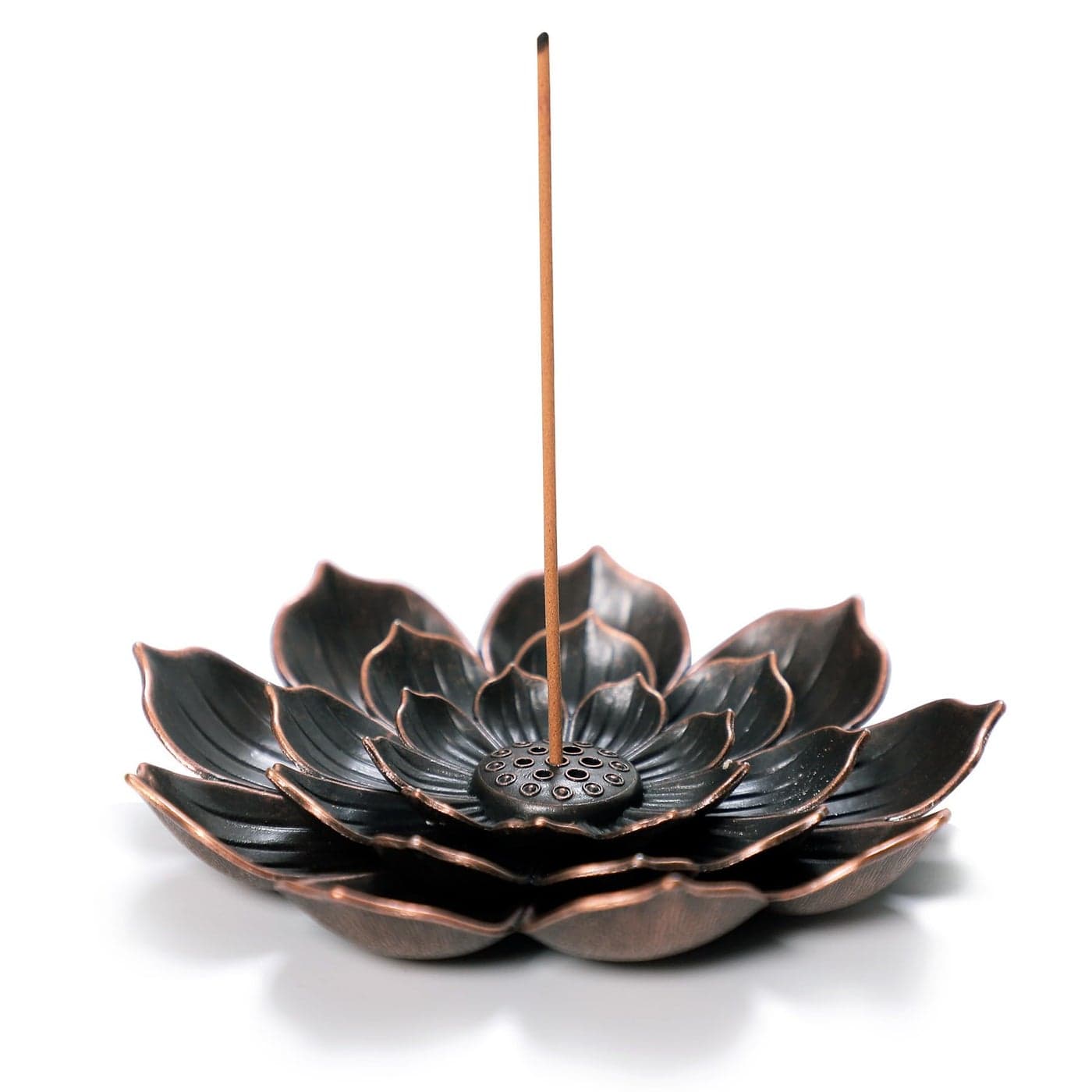 GARMOLY Large Incense Holder for Sticks AntiAsh Spilling Brass Lotus Incense Stick Holder and Detachable Ash Catcher