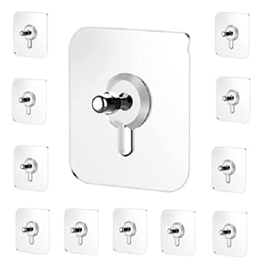 VONITY Stainless Steel PVC ABS Nail Free Seamless Adhesive NonTrace No Drilling Installation Hanging Waterproof Screws Wall Hook Transparent 10 Pack