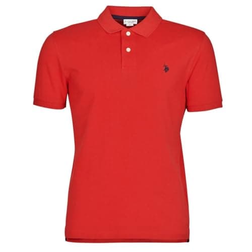 U.S. Polo Assn. Men's Solid Polo with Small Pony, Engine Red/Black, Large