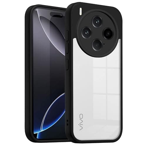 V-TAN Back Cover for Vivo X300 5G Compatible Case, Transparent Clear, TPU, Camera Protective Shockproof Cover, Black