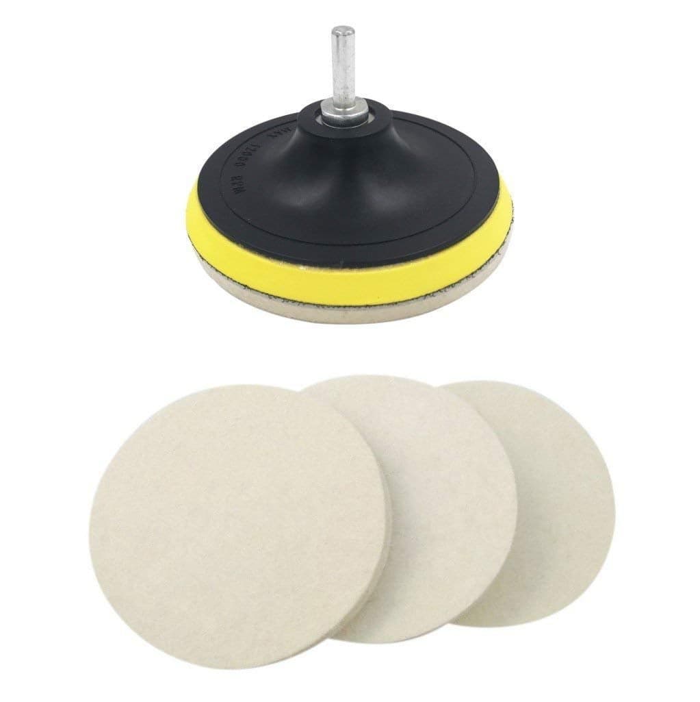 DIY Crafts Wool Felt Disc Polishing Pads and Backing Pad with Drill Adapter Kit to Grind and Polish Glass Plastic Metal Marble Car Body Polishing Shining (Pack Of 1 Set/Kit, 7" inch Set/Kit)