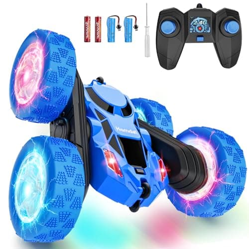 Hamdol STEM Remote Control Car for Kids Ages 612 4WD RC Stunt Car with LED Wheel Lights 360 Flips 24GHz Fast Electric Toy for Boys 810 Educational Gift for Birthday or Valentines