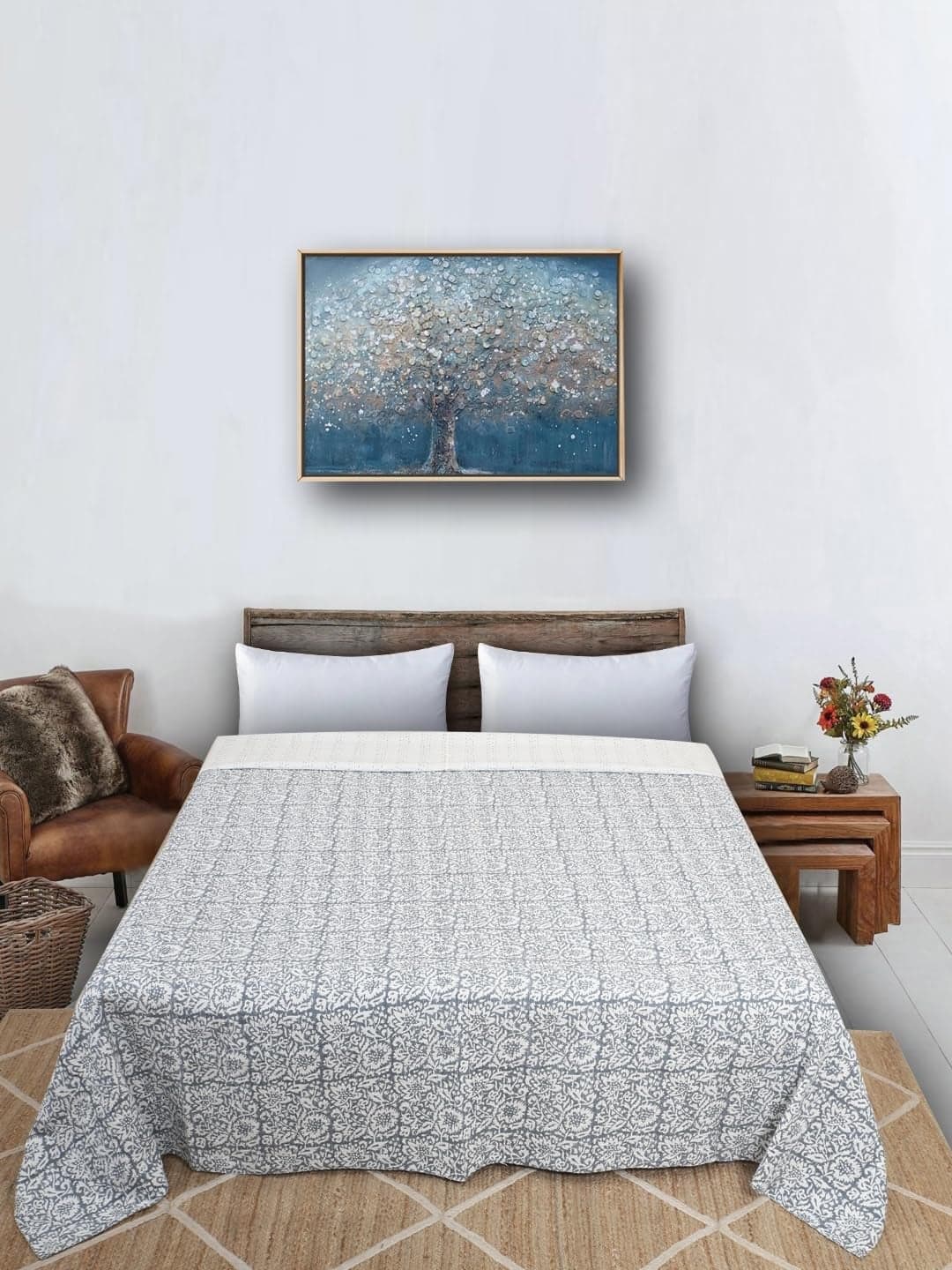 BOHEKANT Handicraft Cotton Hand Embroidery Kantha Quilt Kantha Bed Cover Handmade Kantha Bedspread Kantha Blanket Throw21 King